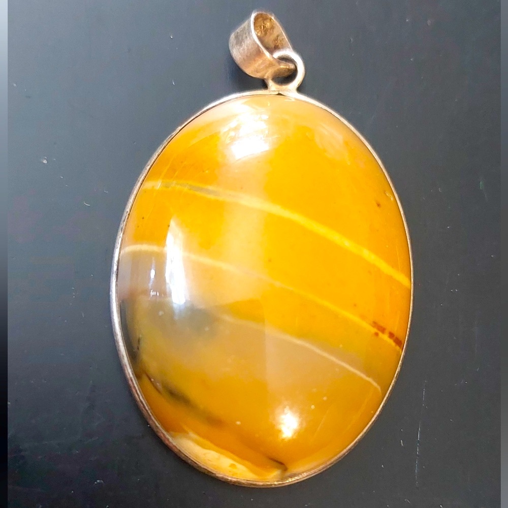 Yellow jasper sterling silver pendant